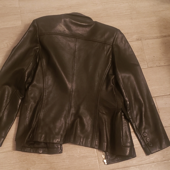 Super soft black leather jacket blazer style - Picture 2 of 4